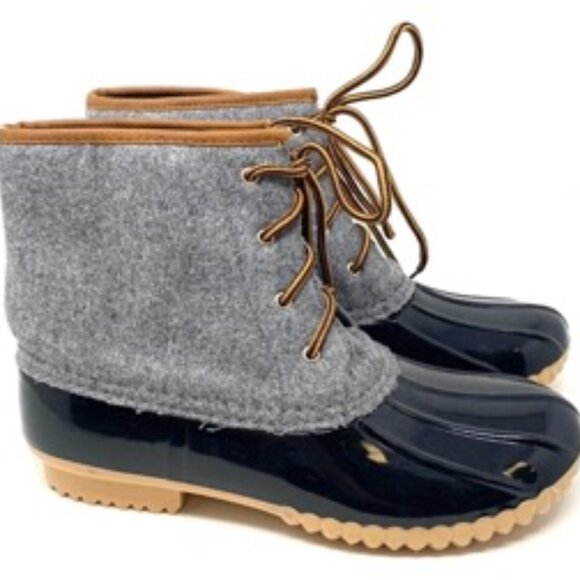 Rue21 Shoes - Rue21 Duckie Flannel Winter Snow Rain Women's Boot Lace Up Black Gray Size 8
